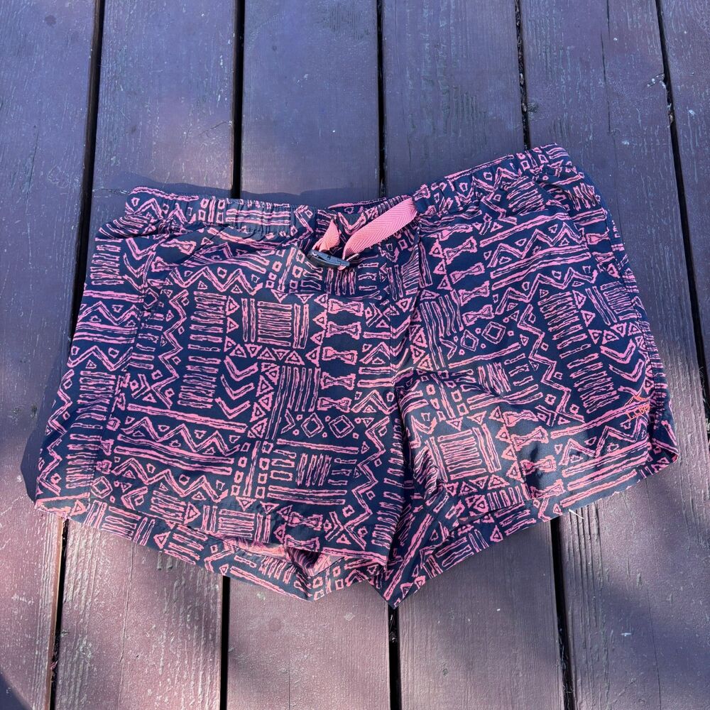L.L. Bean Athletic Geometric Aztec Nylon Belted Shorts 4.5” Women’s Size L